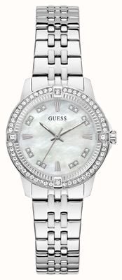 Guess Montre Colette à quartz trois aiguilles (32 mm), cadran en nacre et bracelet en acier inoxydable GW1027L1