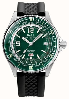 Ball Watch Company Engineer Master II Diver Worldtime (42 mm) z zieloną tarczą i czarnym gumowym paskiem DG2232A-PC-GR