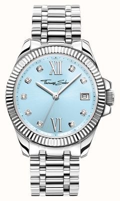 Thomas Sabo Divine Crystal (33mm) Light Blue Sunray Dial / Stainless Steel Bracelet WA0405-201-209-33