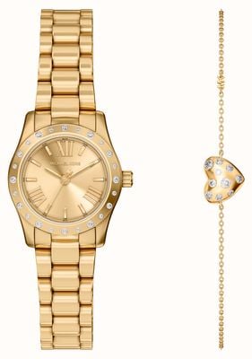 Michael Kors Lexington Petite - Coffret cadeau bracelet (26 mm) cadran or soleillé / bracelet en acier inoxydable PVD or MK4992SET