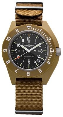 Marathon Official Duvdevan NAV Desert Tan Navigator Date Quartz (41mm) Black Dial / Tan Ballistic Nato Strap WW194013DT-0602