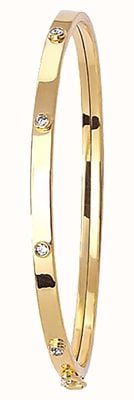 James Moore TH 9ct Yellow Gold CZ Babies Bangle BN357