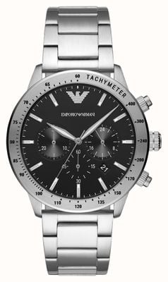 Emporio Armani мужские | черный циферблат хронографа | браслет из нержавеющей стали AR11241
