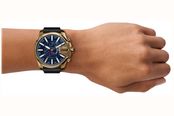 Diesel Mega Cheif Black Leather Blue Dial Watch DZ4732 - альтернативный вид 5