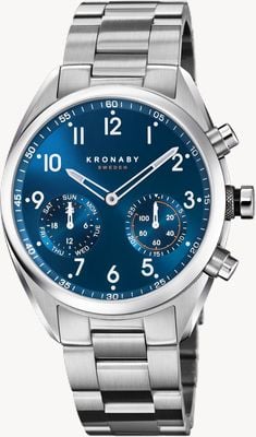 Kronaby アペックス ハイブリッド スマートウォッチ (43mm) ブルー文字盤 / 3 リンク ステンレススチール ブレスレット S3762/1