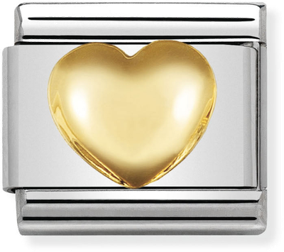 Nomination Classic Raised Heart 18ct Gold & Steel Charm 030116/01