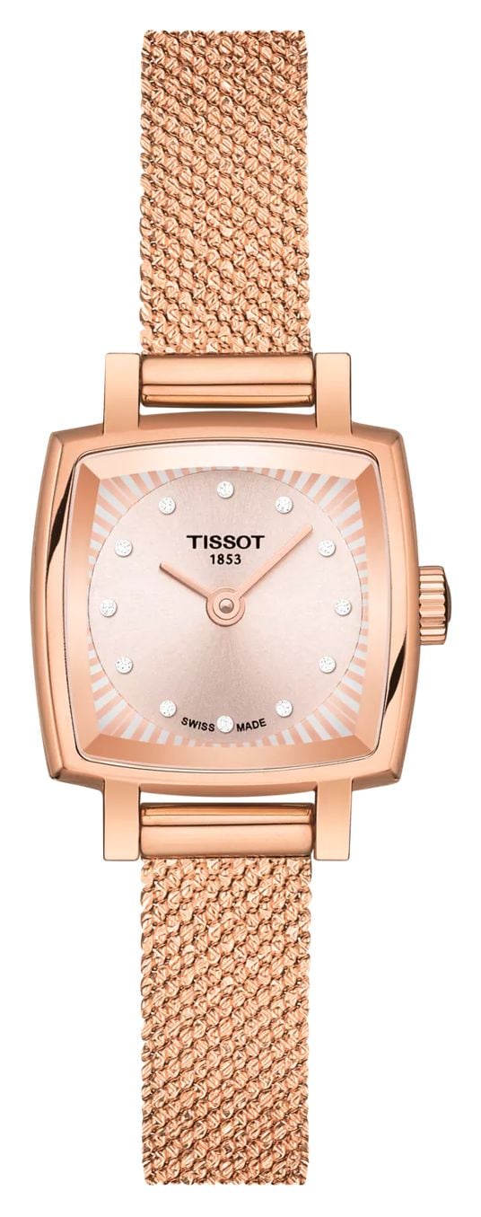 Tissot Joli cadran carrÃ© (20 mm) en or rose / bracelet en montre