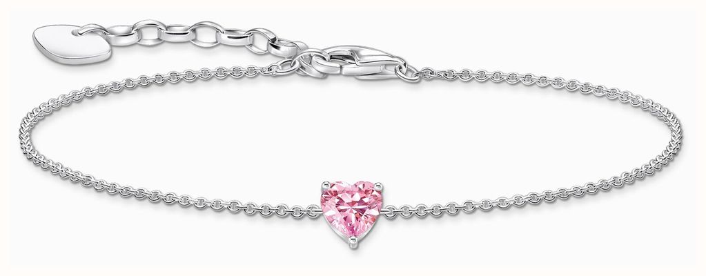 Thomas Sabo Pink Zirconia Heart-Shaped Crystal Sterling Silver Bracelet 19cm A2157-051-9-L19V