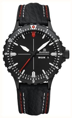 Damasko DK44 Day/Date Automatic TOP (40mm) Black Dial / Black Leather Double-Stitch Strap DK44 BLACK