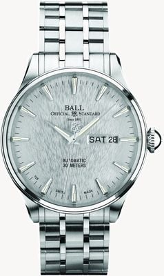 Ball Watch Company Trainmaster Ewigkeit Silber Zifferblatt automatische Tagesdatum Anzeige NM2080D-S1J-SL