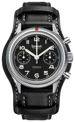 Hanhart 417 ES 1954 (39mm) Black Dial / Black Leather Strap - M H701.210-7010