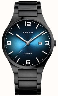 Bering Relógio masculino de titânio folheado a preto 15240-727