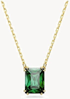 Swarovski Matrix Pendant Necklace Gold Tone Plated Green Crystal 5677141