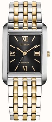 Citizen Eco-Drive Dress Classic (26.5mm) Black Sunray Dial / Two-Tone Stainless Steel Bracelet BJ6574-59E