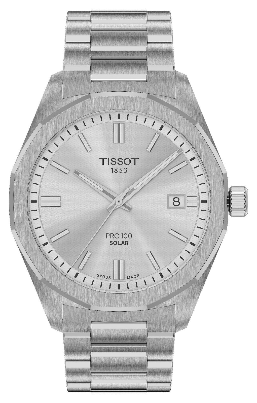Tissot solaire Prc 100 (39 mm) cadran argentÃ© / montre