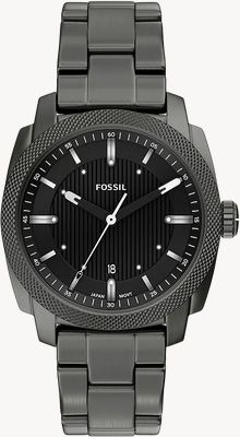 Fossil Machine 41 mm Three-Hand Date Smoke Stainless Steel Watch FS6185