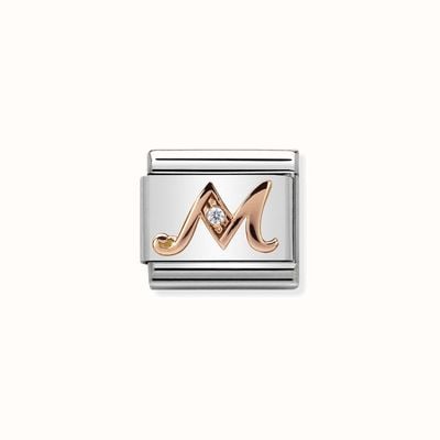 Nomination Composable Classic LETTERS Steel Zircon And 9k Rose Gold M 430310/13