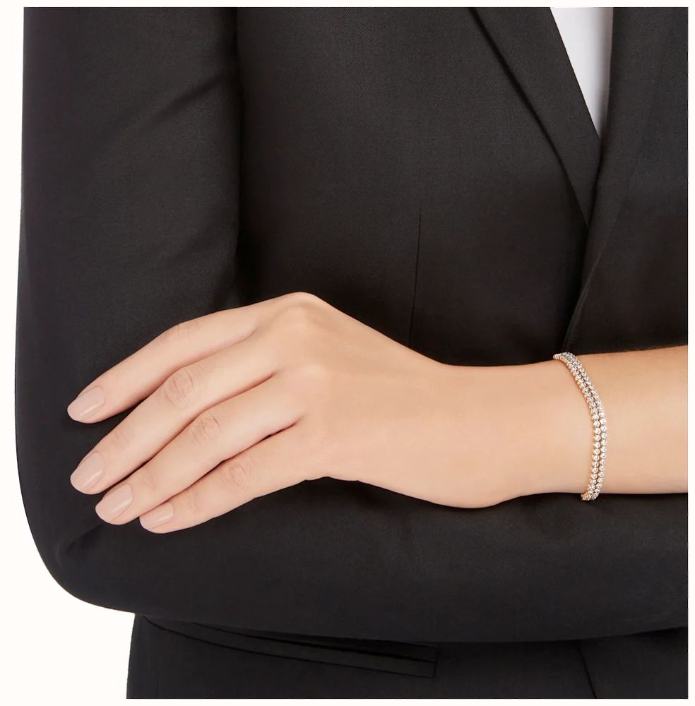 Swarovski Subtle Rose Gold White Crystal Two Strand Bracelet 5224182 ...