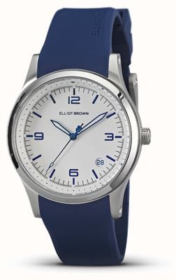 Elliot Brown Quartz Kimmeridge (38 mm) cadran blanc / bracelet en caoutchouc silicone bleu 405-010-R30