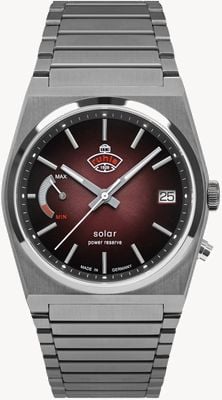 RUHLA スペースコントロールソーラー（40mm）ダークレッドダイヤル/ステンレススチールブレスレット 4640M5