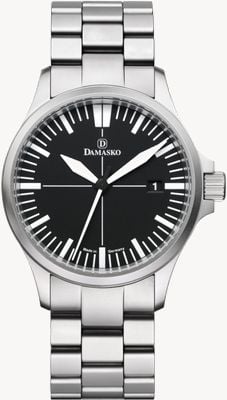 Damasko Dk32 Dreizeiger-Manufaktur-Automatik (39mm) schwarzes Zifferblatt / Submariner-Stahlarmband DK32 STEEL BRACELET
