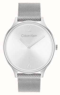 Calvin Klein 2h silbernes Zifferblatt Edelstahl-Mesh-Armband 25200001