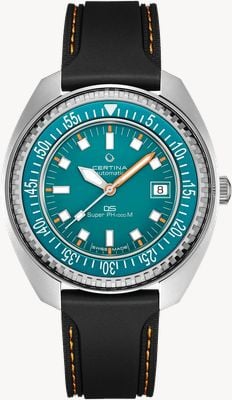 Certina DS Super PH1000M STC Powermatic 80 (43.5mm) Ocean Blue Dial / Black Rubber Strap Watch C0249071704110