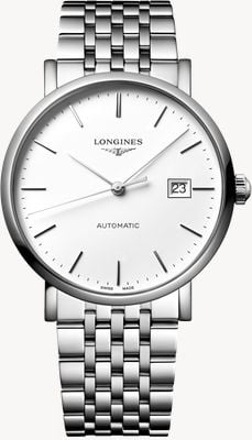 LONGINES Coleção elegante automática (39 mm) mostrador branco / pulseira de aço inoxidável L49104196
