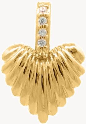 Burren Jewellery 18k Gold Plate Small Ribbed Heart Pendant With Cz Attached P1398