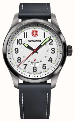 Wenger テラグラフクォーツ（43mm）テクスチャードホワイトダイヤル／ブラックレザーストラップ 01.0541.126