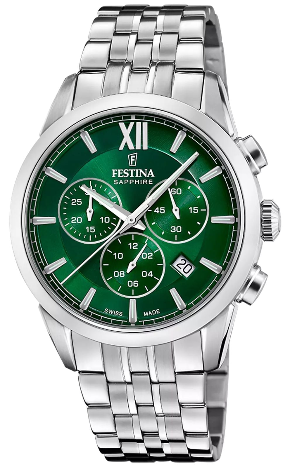 Festina Swiss Made Quartz Chronograph 41mm Green Dial  Watch