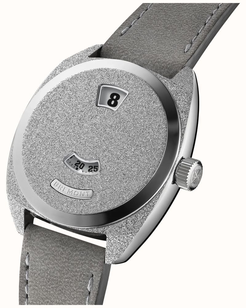 Bremont Terra Nova Jumping Hour Automatic (35mm) Frosted Dial / Grey Nubuck Leather Strap TN35-JH-FS-CC-L-S - vista alternativa 3