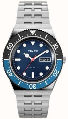 Timex Reloj M79 automático bisel negro y azul TW2V25100