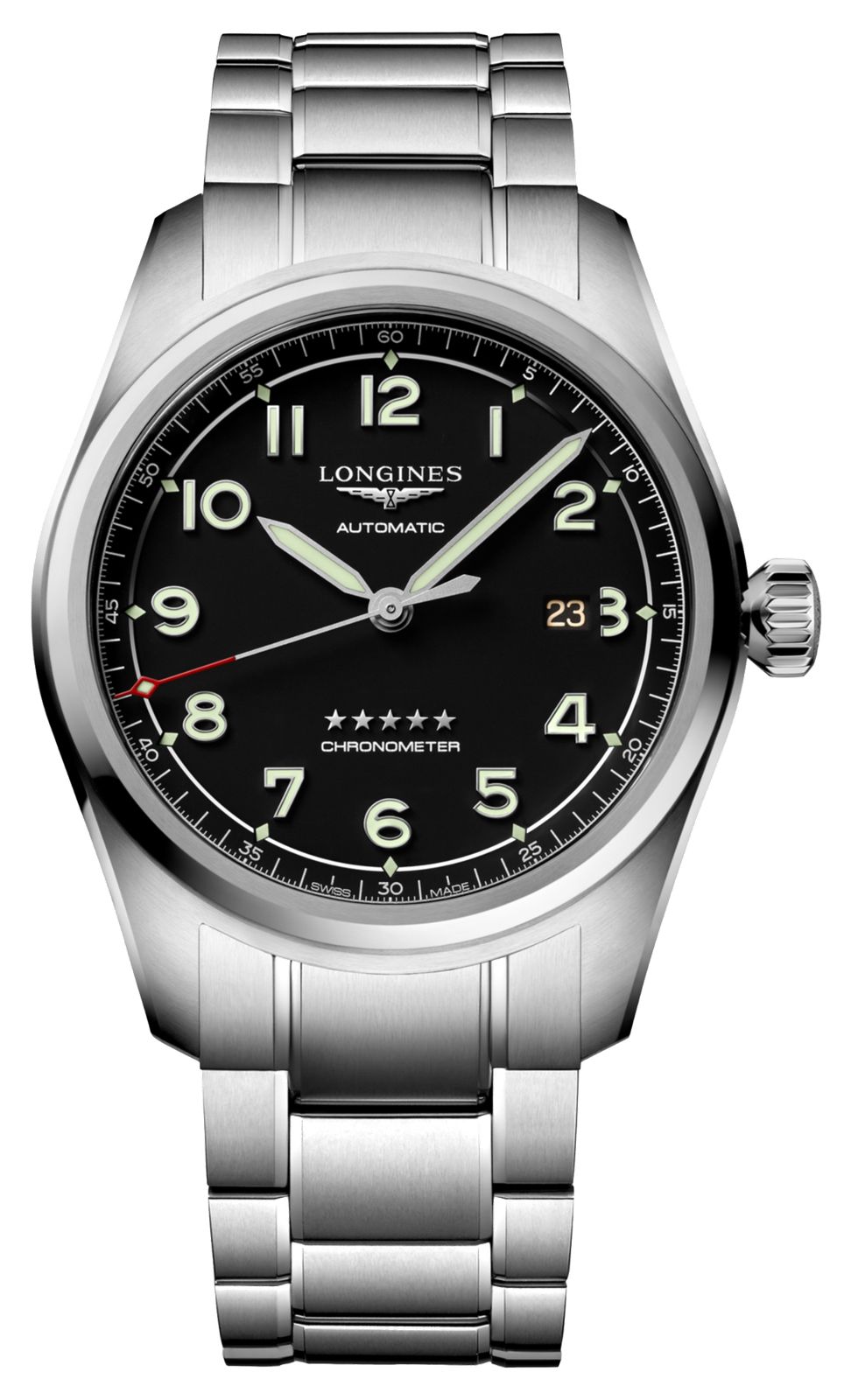 LONGINES Spirit (42mm) cadran noir / bracelet en acier montre