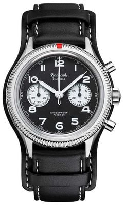 Hanhart 417 ES Flyback Reverse Panda (42mm) Black Dial / Black Leather Strap - M H721.211-7010