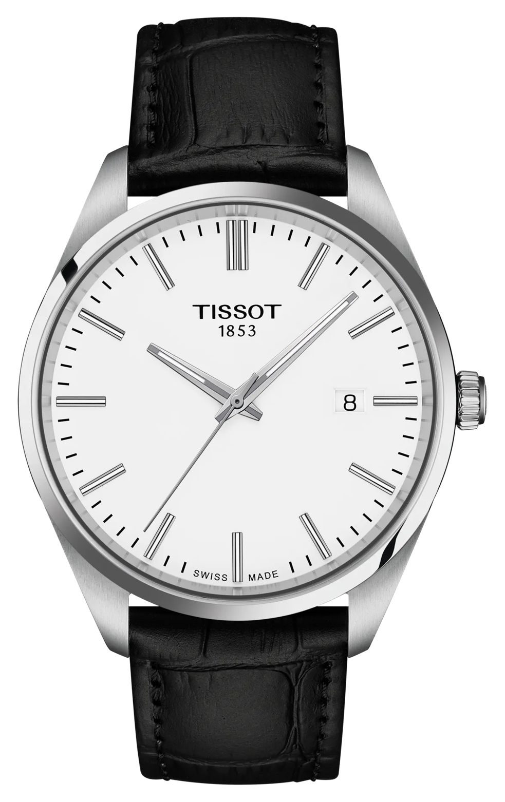 Tissot Pr 100 quartz (40 mm) cadran blanc / bracelet en cuir montre