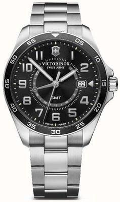 Victorinox |格林威治标准时间 |不锈钢手链|黑色表盘 | 241930