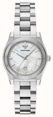 Emporio Armani Montre à quartz à trois aiguilles (32 mm), cadran en nacre, bracelet en acier inoxydable AR11723