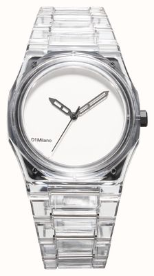 D1 Milano Nylon Exp_White (39mm) Matte White Dial / Transparent Nylon Strap NYBJ01