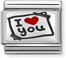 Nomination Classic I Love You Oxidised Sterling Silver & Steel Enamel Charm 330208/50