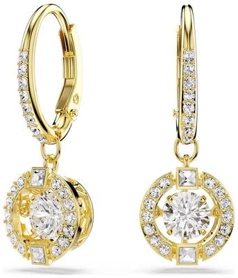 Swarovski Una Angelic drop earrings Round cut, White, 18K gold finish 5758095