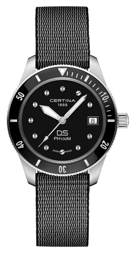 Certina Ds ph100m lady (37,5 mm) cadran noir / bracelet en montre