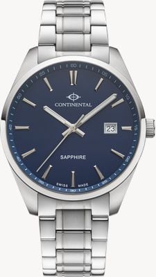 Continental Modernes rundes (41 mm) blaues Zifferblatt / Edelstahlarmband 23001-GD101830