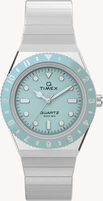 Timex Q タイメックス ミニ (30mm) アイスブルー ダイヤル / ステンレススチール エクスパンション ブレスレット TW2Y77300