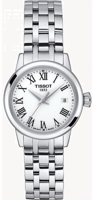 Tissot Klasyczny kwarc marzeń (28 mm) z białą tarczą / bransoletą ze stali nierdzewnej T1292101101300