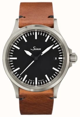 Sinn 556 I Automatic (38.5mm) Glossy Black Dial / Vintage Brown Cowhide Leather Strap 556.010 BROWN LEATHER
