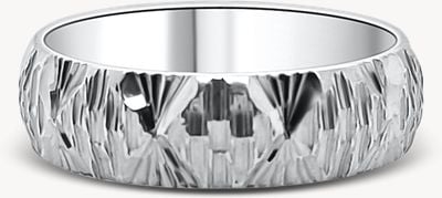 9ct White Gold Bark Effect Wedding Band J6849