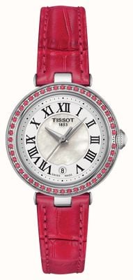 Tissot Bellissima | Small Lady | Mother-of-Pearl Dial | Crystal Set | Pink Leather Strap T1260106611300