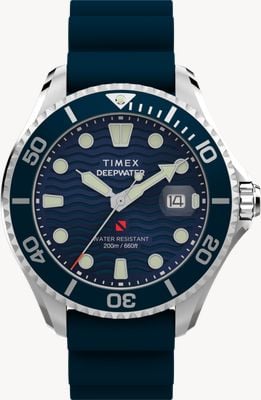 Timex 深海子午线200（44毫米）蓝色波浪表盘/蓝色合成橡胶表带 TW2W81500