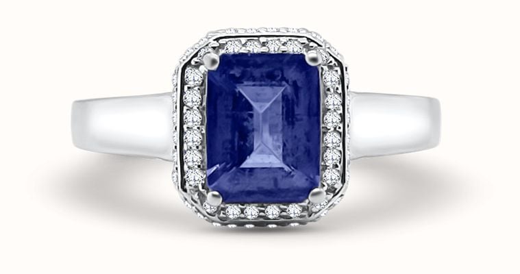 ☆nff☆ bright gem ringblue nff1 Fiji Blue Oval Teal Gemstone & Diamond Ring in 14k White Gold